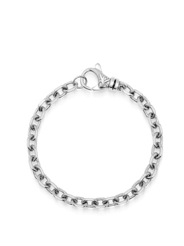 Nialaya Men's Chain Bracelet Men's Silver 6mm Cable Chain Bracelet